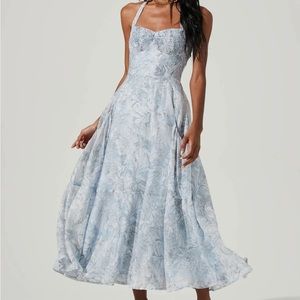 ASTR MARIELLA FLORAL HALTER MIDI DRESS